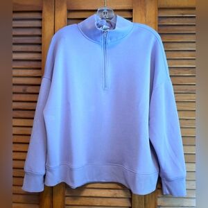 RBX LuxeSoft Mock Neck Quarter Zip Pullover Womens Light Purple Sweatshirt XL